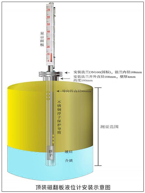 凝結(jié)水液位計頂裝式安裝示意圖