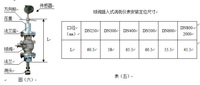 脈沖輸出渦街流量計(jì)球閥插入式安裝尺寸圖