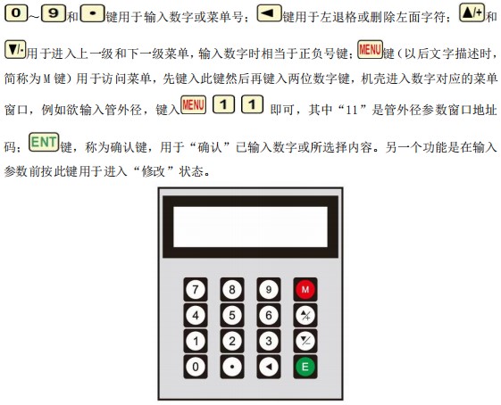 防爆超聲波流量計按鍵面板說明圖